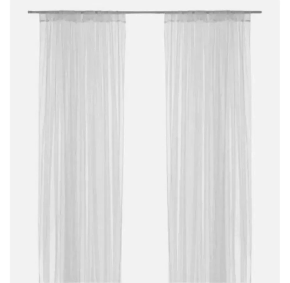 IKEA LILL Sheer Curtains White Rod Pocket 110x98 Set of 2 Panels NIP